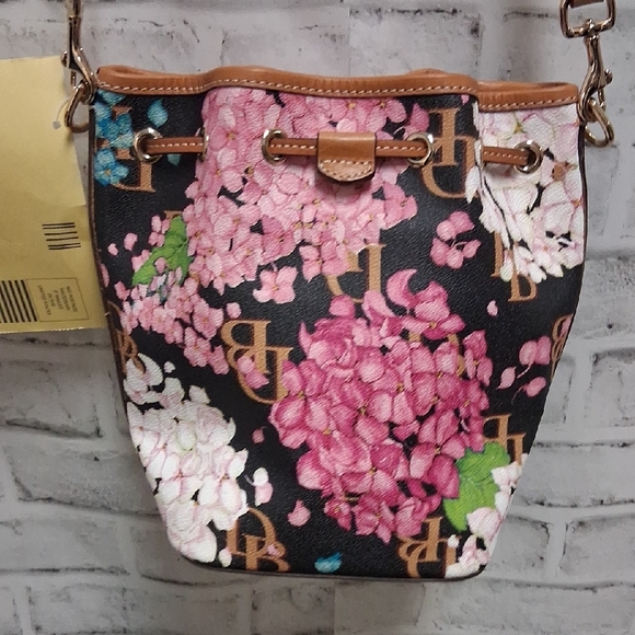 Dooney & Bourke Floral Shoulder Bag - Black, Pink, Blue - Picture 3 of 7